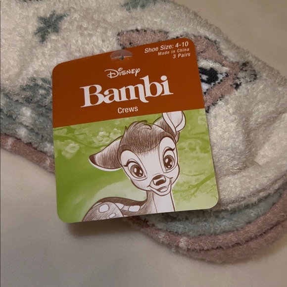Disney Bambi Cozy Crew Socks 3-Pack – Fuzzy Soft, Thumper & Bambi Designs - Picture 2 of 6
